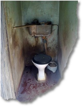 dilapidated flush toilet